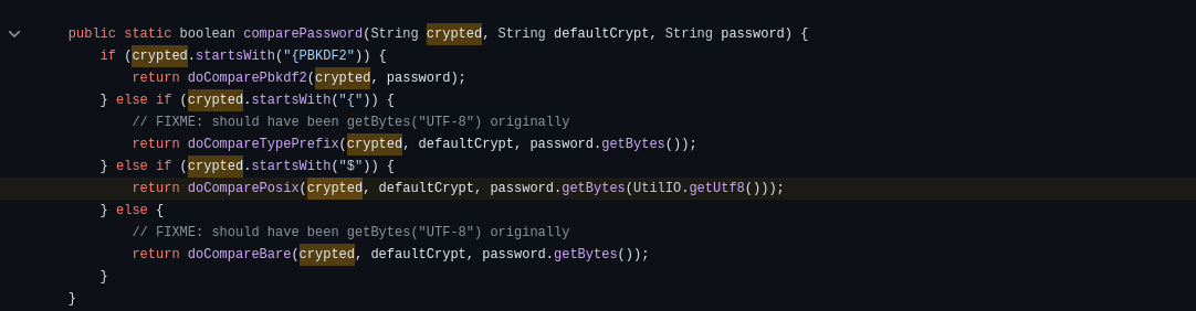 comparePassword function