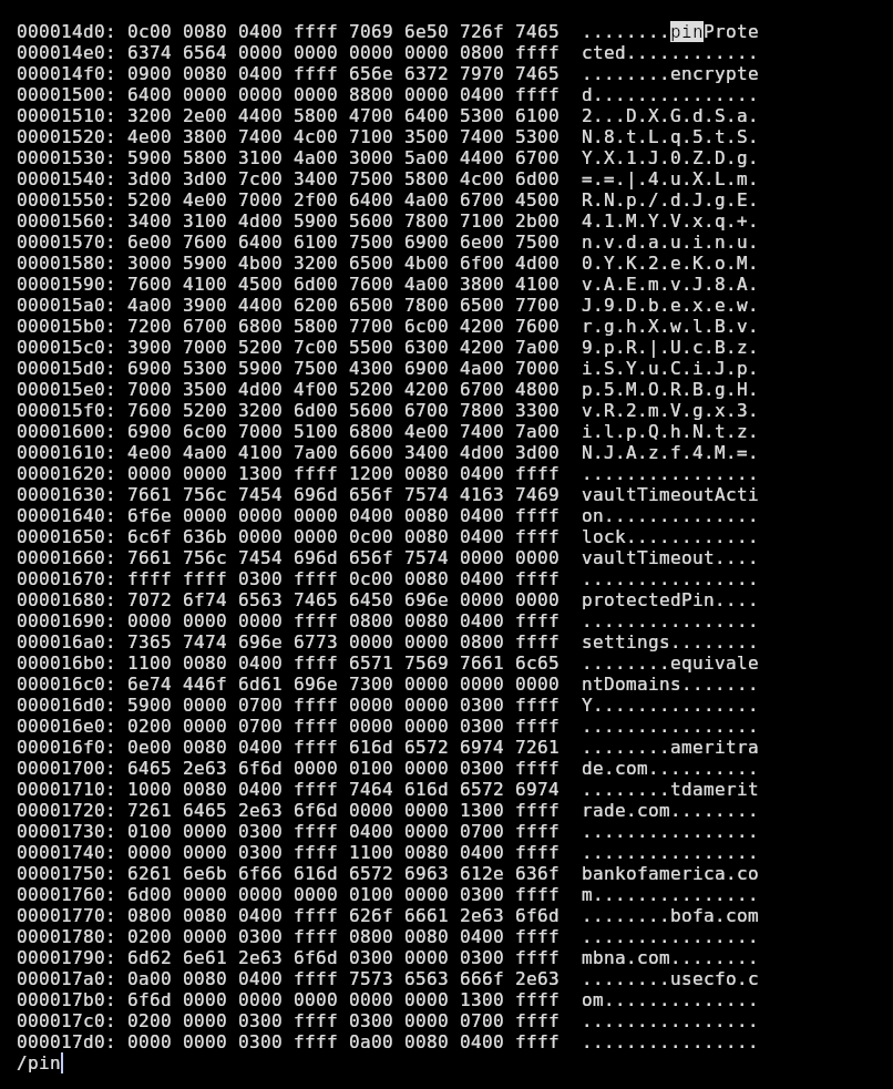 Encrypted data from bitwarden data