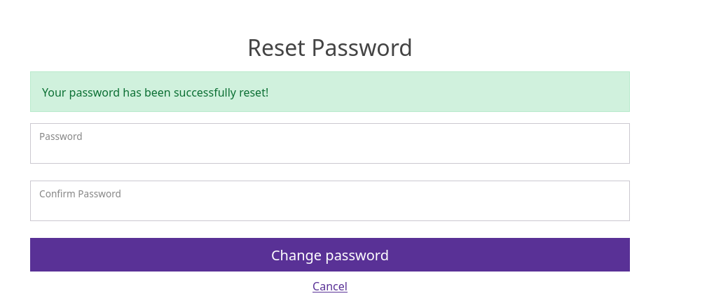 successfull password reset