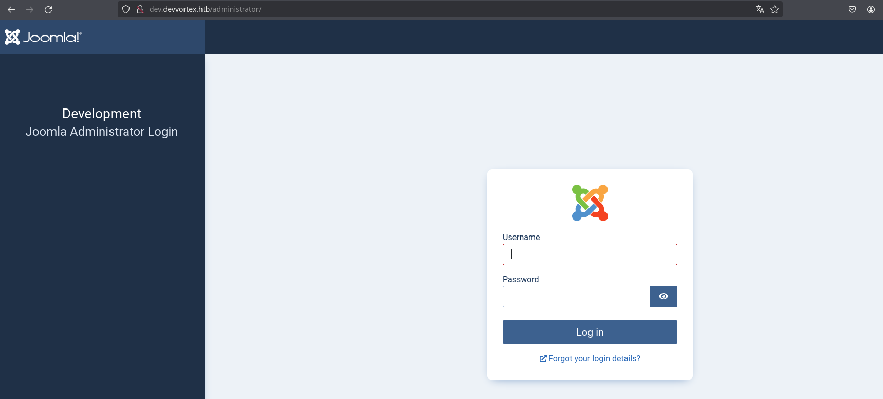 Joomla panel login