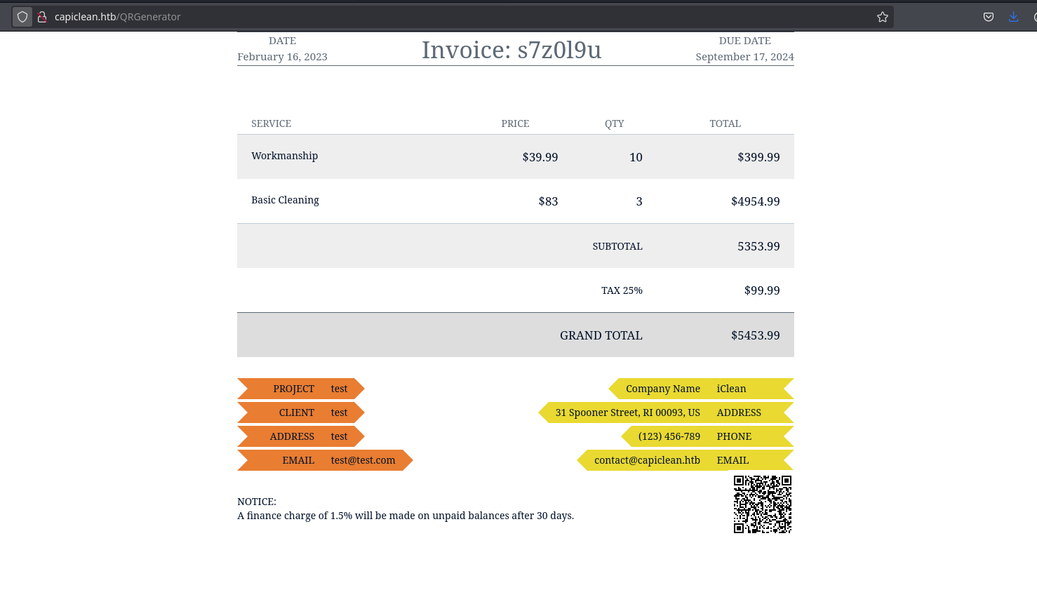 scannable invoice response