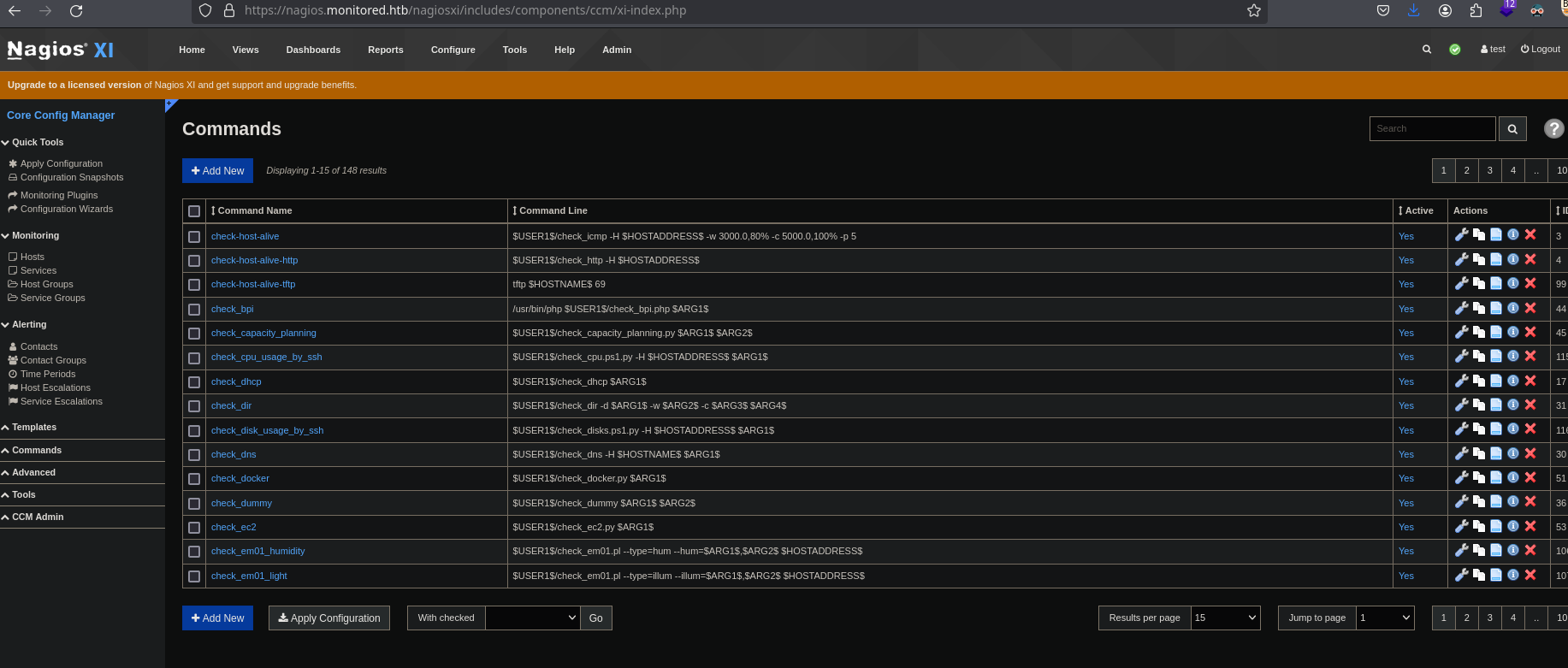 Nagios XI commands