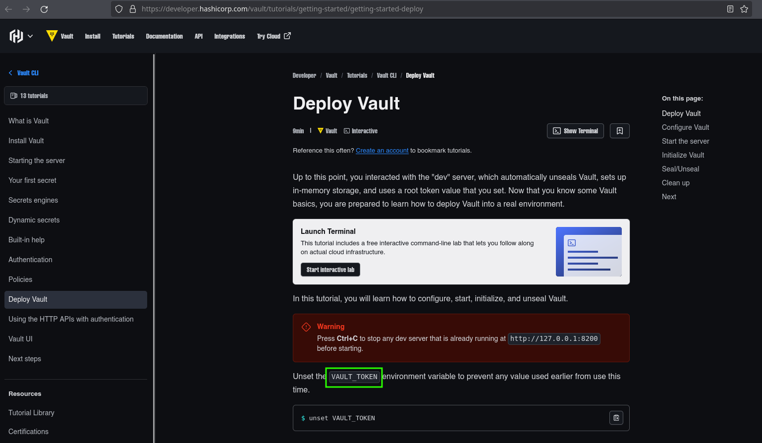 hashicorp vault page