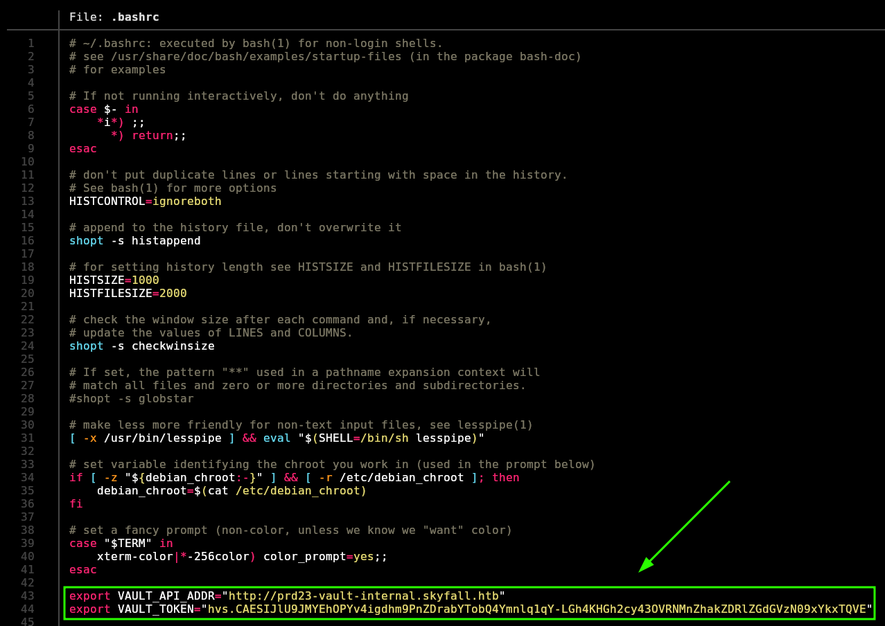 variables exported in bashrc of askyy home v2