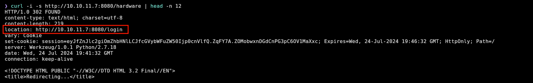 hardware redirects to login