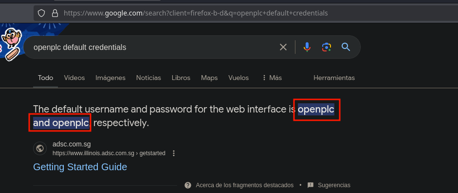 openplc default credentials